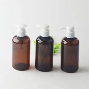 Factory Price 250ml 8oz PET Plastic Amber Shampoo Bottle Shower Gel Hand Sanitizer Hand Wash Liquid Cosmetic Lotion Pump Bottle Fashion