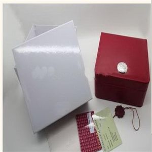 Luxo novo quadrado vermelho para caixa omega relógio livreto cartão etiquetas e papéis em relógios ingleses Caixa Original Inner Outer Men Relógio de Pulso 281i