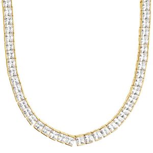14K 18K Желто -золото, покрытое теннисным ожерельем, хип -хоп ювелирные изделия 4 мм VVS Moissanite Diamond Tennis Chian Ожерелье