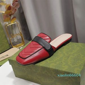 top quality Casual Shoes designer women mules genuine leather flat shoes Size 35-42 model