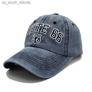 Vintage gewaschene Baumwolle ROUTE 66 Stickerei Baseballmütze für Damen Herren Outdoor-Sportmützen gute Qualität Hip Hop Fitted Cap L230523