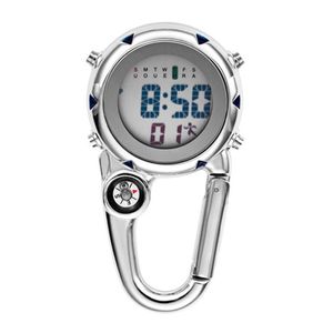 Orologio con moschettone digitale Orologio sportivo Gancio per ospedale Regalo elettronico Luminoso multifunzione FOB Orologio da infermiera Outdoor Fashion2372