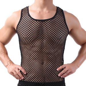 Men's Tank Tops Men Vest Undershirt Gay clothing Nylon Mesh Shirt See Through Sheer Long Sleeves T Shirts Sexy Transparent Shirt Underwear 230607