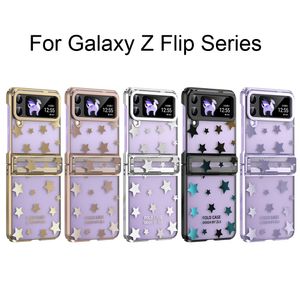 Estojo de revestimento de estrelas para VIVO X Flip OPPO N2 Huawei P50 Pocket Samsung Galaxy Z Flip 4 Flip3 Phone Galvanoplastia Capas protetoras completas