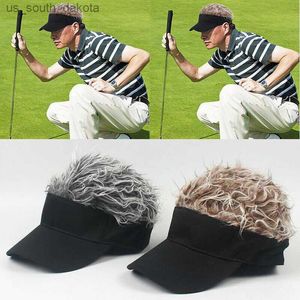 Hair Sun Visor Caps With Fake Hair Wig Novelty Unisex Baseball Hat Cap Sport Hats L230523