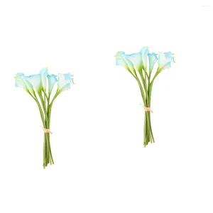 Fiori decorativi 20 pezzi Bouquet da sposa di giglio di calla artificiale blu Falso Alta simulazione