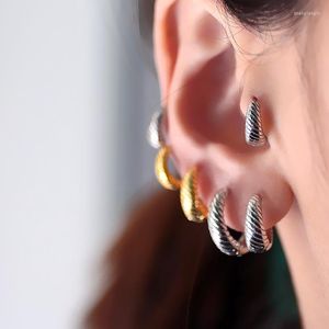 Hoopörhängen 925 Sterling Silver Earring Fashion Geometric Texture Round flera storlekar Ear Ring Ins Style Personlighet Trend Women Girl J