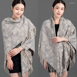 Halsdukar Autumn Winter Travel All-Match Shawl Thick Pashmina Lady Soft Wrap Bufanda Warm Cashmere Elegant Jacquard Tassel Hijabs