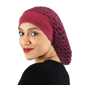 Черные шапки парика для ткацкой ткацкой крышки эластичная широкая полоса атласная сетка Snood Hair Set Soft Rayon Snood Crochet Hair Accessories
