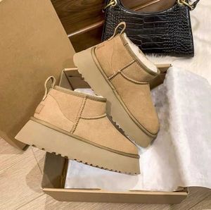 Boots Winter Fur Warm Ankel Snow Women 2023 Casual Real Nature Wool Sheepskin Suede Short Plush Lady Shoes Botas Mujer Advanced Design 658ESS