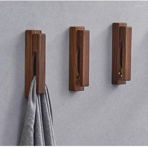 Hooks Handduk Hook Badrum Robe Kitchen Rag Storage Rack Punch-Free Wood Coat Home Accessories