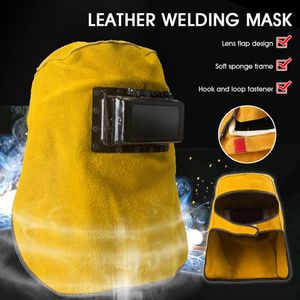 Filters Leather Welding Mask Welding Hood Helmet With Auto Darkening Filter Lens FlipType Cover Heat Resistant Splash Proof Dropship