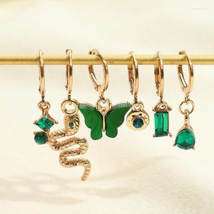 Hoop Earrings Snake Butterfly Hoops Sets For Women Fashion 2023 Trendy Green Gem Jewelry Lots Ear Gothic Gold Color Accessories