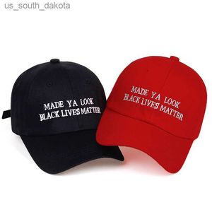 Ya görünümlü siyah hayatlar muamele nakış beyzbol şapkası erkekler pamuk baba şapkası açık havada güneş şapkaları spor kapakları snapback şapkalar l230523