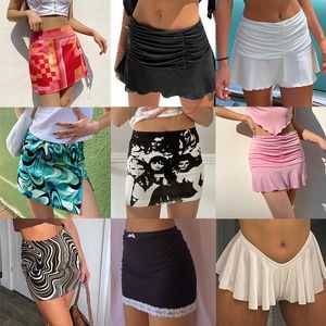 Юбки Y2K Mini Bodycon Short юбка 90 -х годов летняя панка мода Egirl Эстетика сексуальная высокая высокомерная модная модная клубная одежда 230607