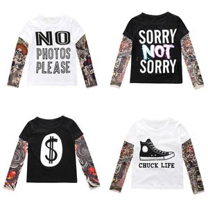 T-Shirts Bequeme Neuheit Tattoo Langarm Kinder T-Shirts Baumwolle Jungen T-Shirt Herbst Kinder Mädchen Tops Rundhals T-Shirt 230606