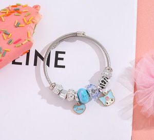 Moda melodia kuro mi projetos encantos de aço inoxidável pulseira feliz amor coração cinnamoroll encantos pulseiras menina kawaii presente