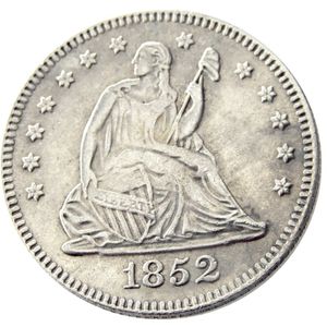 US 1852 P / O seduto Liberty Quater Dollar Copia moneta placcata argento