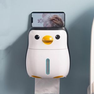 Titulares desenho animado Penguin Caixa de papel higiênico de parede Montada com parede de papel de papel de papel de lança de titular de artesanato de artigos de lençóis organizadores do banheiro organizador