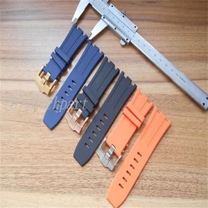 Страц Watchpart Watch State Watch Rubber Roy Bands Black Blue Orange Silicone Watch Band с пряжкой в ​​28 -мм De Luxe281M