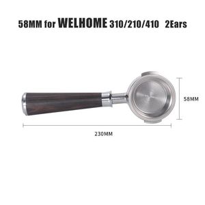 Портафильтр для кофейной посуды, 58 мм, бездонная ручка для кофе, универсальная твердая кофемашина из нержавеющей стали, деревянная ручка для WELHOME 310/210/410