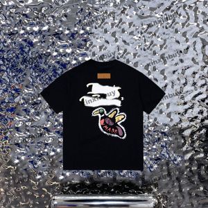 Xinxinbuy Men Designer Tee T Shirt 23ss Graffiti Back Duck Wzór z krótkim rękawem Women White Green S-2xl