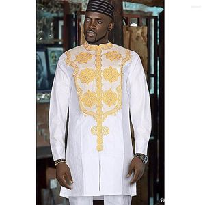 Ubranie etniczne HD Afrykańskie ubrania dla mężczyzn tradycja haft 2 szt. Ustaw bazin bazin muzułmańskie przyjęcie weselne dashiki