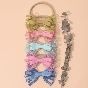Headbands For Baby Girls Two Bowknot Cute Headdress Elastic Soft Lace Bow Hair Accessories Hair Bands For Girls Kids