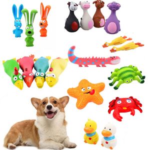 Squeaky Dog Rubber Toys Bite resistent hund latex tugga leksak djur form valp ljud leksak hund leveranser för liten medelstora hund