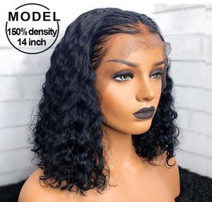 カーリーショートボブレースフロントヒューマンヘアウィッグプリプリックオブ黒人女性Glueless 13x6 Deep Wave Frontal Wig Remy Lace Frontal Wigs7134321