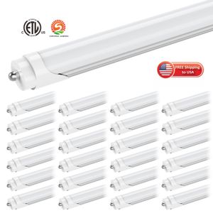 LED Tubes 8 feet 8ft single pin t8 FA8 Lights 45W 4800Lm Fluorescent Tube bulb Lamps 6000K clear glowing frosted milky cover 85-265V Stock In US ballast bypass ETL