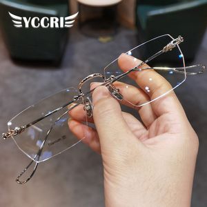 Blue Light Blocking Glasses Reading Glasses for Men Women Anti Blue Light Rimless Presbyopia Glasses Metal Frame Glasses Degrees 1.0 To 4.0 230606