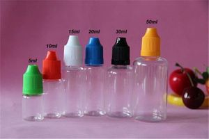 Üst Plastik Eliquid şişe 5ml 10ml 15ml 20ml 30ml Pet Çocuk geçirmez Şişeler Uzun ve İnce İpuçları Ücretsiz DHL