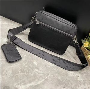 2023 5A Quality Genuine Leather designer bags 3pcs Detachable Trio Embossed black Messenger Bags Men Crossbody 3 in 1 Set Shoulder Bag Handbags Purse Wallet