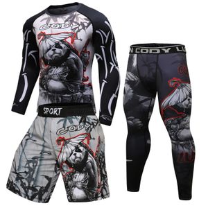 Men's Tracksuits jiu jitsu Rashguard men's t-shirts hosen mma shorts bjj Boxeo kickboxing jerseys rash guard Gym Clothing mma Boxing T-shirt set 230607