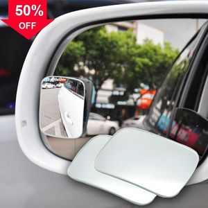 Novo 2 pçs espelho retrovisor de carro adesivo sem moldura espelho de ponto cego grande angular ajustável 360 rotação rodada/quadrado/forma de setor