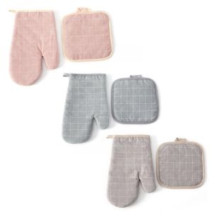 Oven Mitts 2pcsSet Kitchen Gloves Insulation Pad Cooking Microwave Baking BBQ Potholder Pot Mat Holders 230608