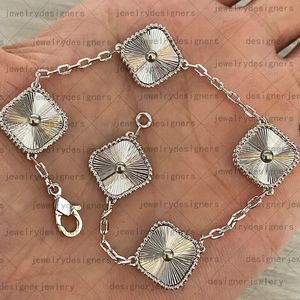 4/Four Leaf Clover Bracelets Designer for Women Trendy Trendy Tiktok Akcesoria Agat Mother-of-Pearl Luksusowe biżuteria Indie Emalika Złota Bransoletka Vintage