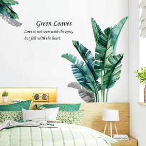 Removable Tropical Leaves Flowers Bird Wall Stickers Bedroom Living Room Decoration Mural Decals Plants Wall Paper Home Decor