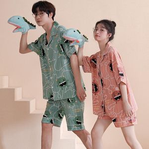 Men's Sleepwear Simple Style Pink Short Sleeve Women Summer Pajamas Set Cotton Homewear Oversized Sexy Turn-down Collar Suit