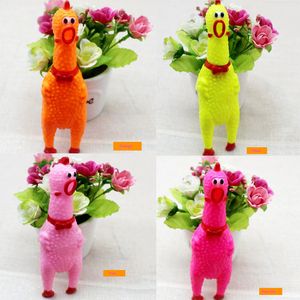 Interaktiv gummi Squeaky Pet Dog Toys Pet Tooth Tuggning Rengöring Toys Dog Cat Colorful Screaming Chicken Dog Populartoy Hot