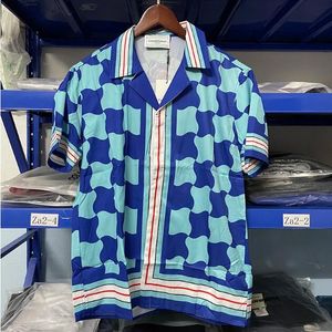 Camisas estilo terno de verão azul gradiente alta qualidade respirável moda bolso camisas masculinas