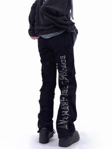 Męskie dżinsy w stylu American Vibe Pants High Street Fashion Marka Jiangsu Zhejiang Shanghai Wear Yabi Windbreak Hole Slim Fit 230607