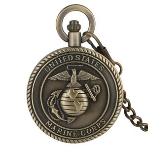 Classic Quartz Pocket Watch Unisex United States Marine Corps Pendant Watches Necklace Chain Clock Steampunk reloj de bolsillo229h