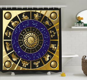 Shower Curtains Astrology Shower Curtain Square Shape with Inner Details Zodiac Horoscope Symbols and Constellations Art Bathroom Curtains 230607