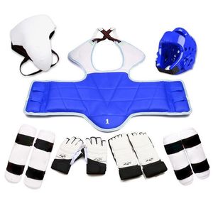 Skyddsredskap fem-stycken set taekwondo hjälm rustning kickboxning guantes de boxeo boxningshandske capacete taekwondo utrustning wtf fothandskar 230607