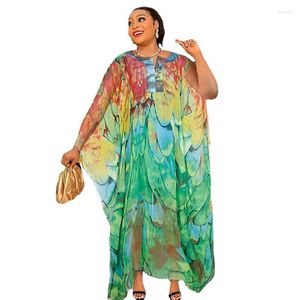 Etniska klädkalkonklänningar för kvinnor afrikansk designer traditionell plus storlek chiffong boubou party klänning abaya nigerianska kläder med
