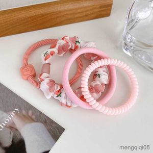 Andra 4st/set kvinnor söta scrunchie elastiska hårband blomma söta hårband tjejtillbehör huvudband huvudklänning r230608