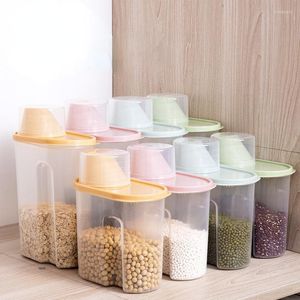 Storage Bottles PP Food Box Plastic Clear Container Set With Pour Lids Kitchen Jars Dried Grains Tank 2.1-3L