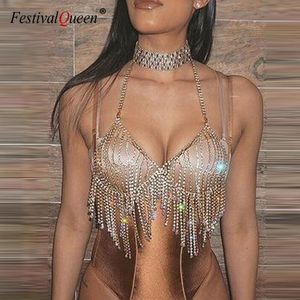 Camis Camis Üstleri Kadınlar Lüks Moda Püskül Rhinestone Halter Sırtsız V Boyun Korseni Top Yaz Seksi Kırpma Üstleri Camisole